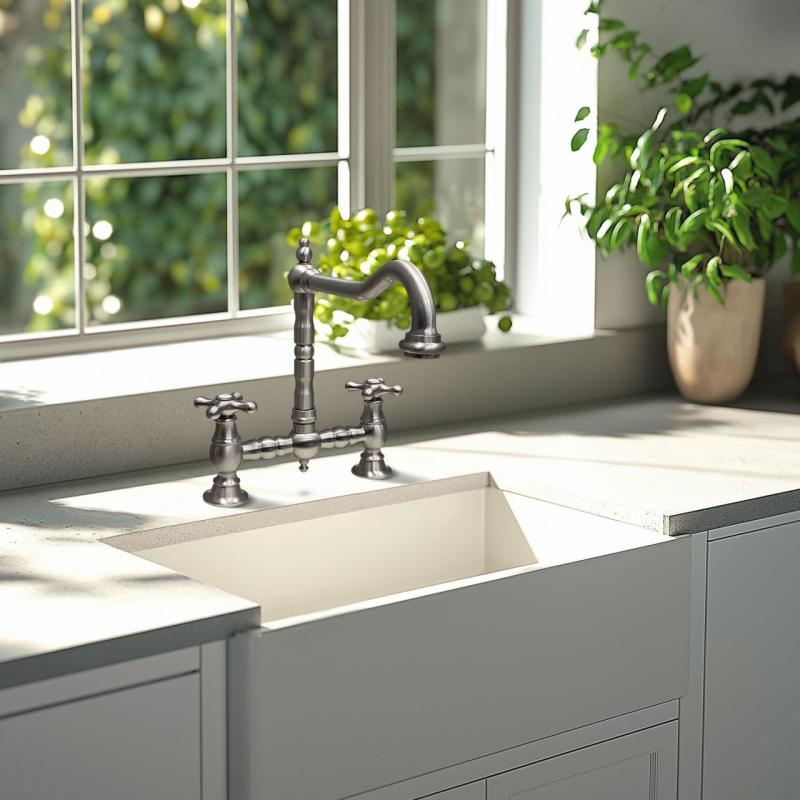 PB Nostalgic bridge mitigeur de cuisine Bec d'angle en inox avec boutons en étoile PBN.RVS.H.ST