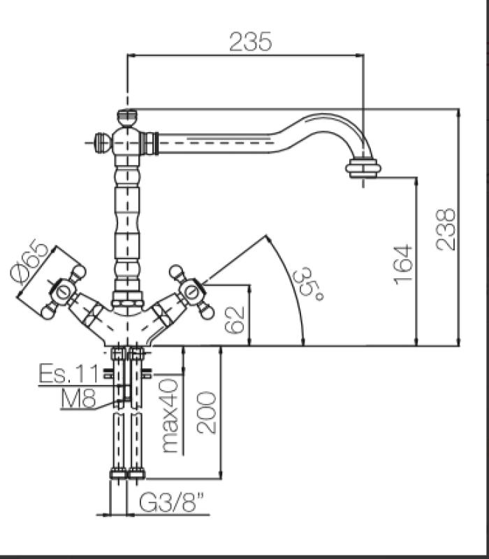 PB Nostalgique classique or robinet de cuisine V1910 avec bec pivotant 1150424170