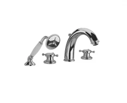 Huber Victorian 4 trous Mitigeur Thermostatique de Bain avec Douchette Chromé-Doré VTT760107G