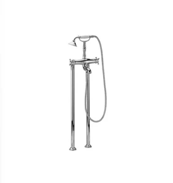 Huber Victorian Mélangeur Thermostatique de Bain au Sol avec Douchette Doré VTT390102G