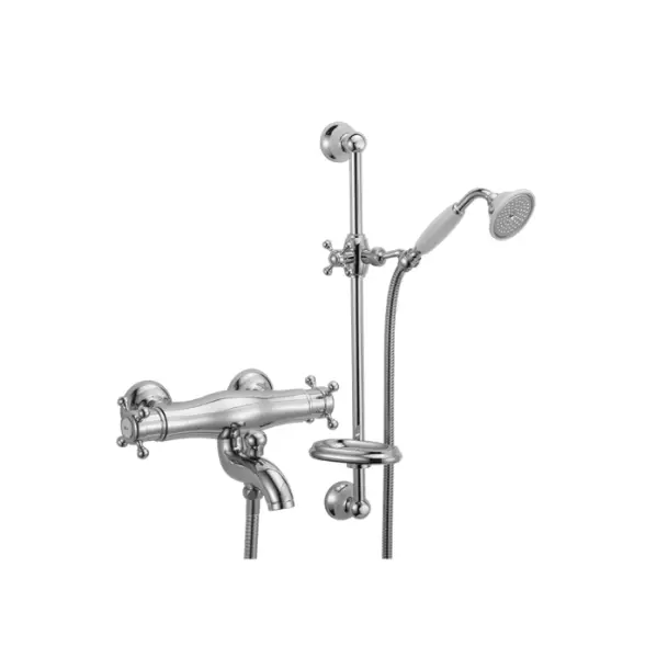 Huber Victorian Mitigeur Thermostatique de Bain avec Barre Coulissante Doré VTS270102G   Couleur Or