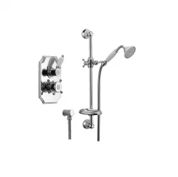 Huber Victorian Set Thermostatique de Douche à Encastrer avec Barre Coulissante Chromé 910.VT01H.CR