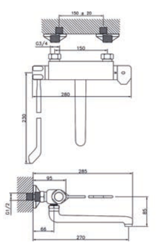 Robinet de cuisine thermostatique chromé Huber Clinic 571.08LCH.CR