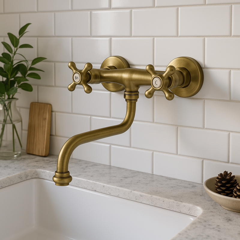 PB Robinet de cuisine nostalgique Robinet mural Classic C Bronze 10.2722