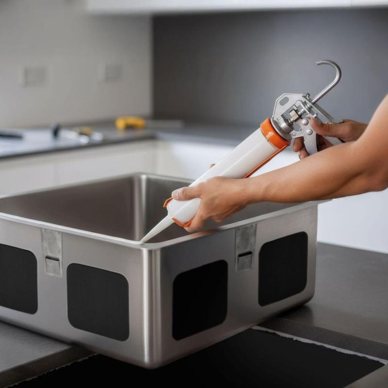 Zuurvrije Siliconen Lijm voor montage onderbouw rvs spoelbakken