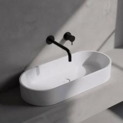 Robinet de lavabo encastré Watervolution Flow noir mat avec bec de 25 cm T116BPR-25