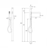 Waterevolution Flow vrijstaande badkraan met handdouche wit T133BR tekening