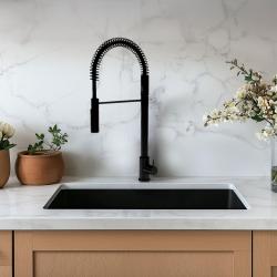 Waterevolution Flow mélangeur de cuisine semi-professionnel noir mat avec colonne et ressort T157PR
