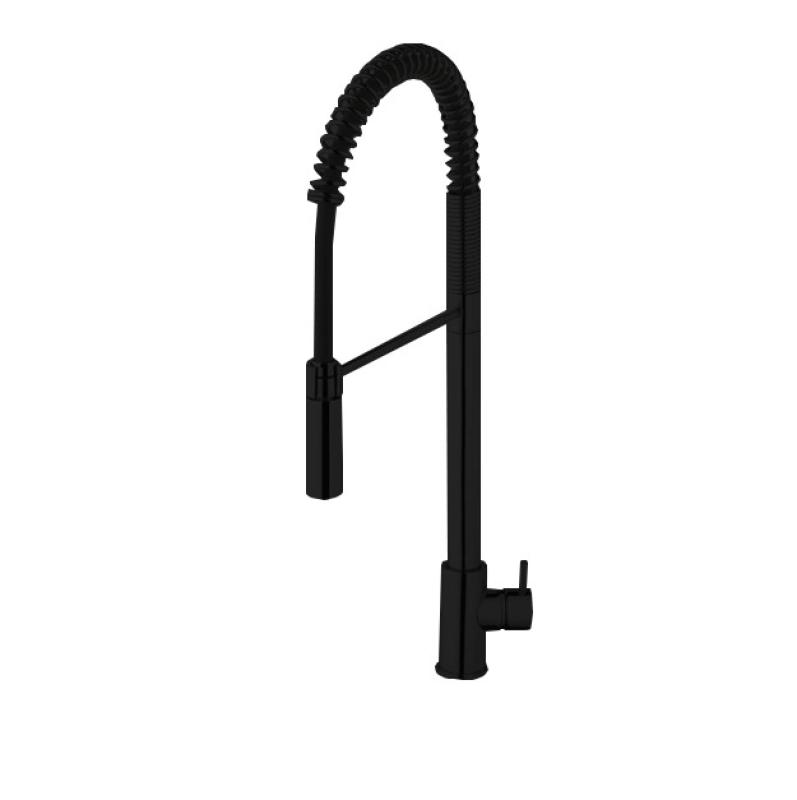 Waterevolution Flow mitigeur de cuisine semi-professionnel noir mat avec colonne et ressort T157PR