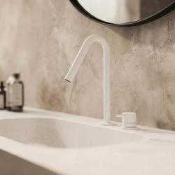 Waterevolution Flow Robinet de lavabo 2 trous blanc mat avec petit bec en V 120 mm T1121VBR