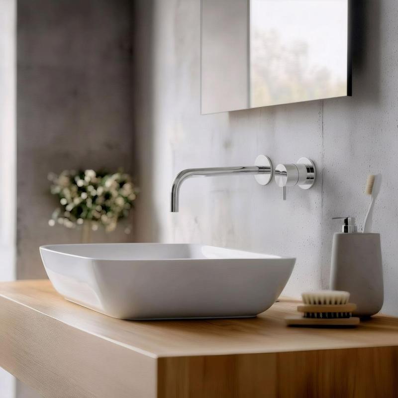 Robinet de lavabo encastré Watervolution Flow, bec chromé 21 cm T116B01-21