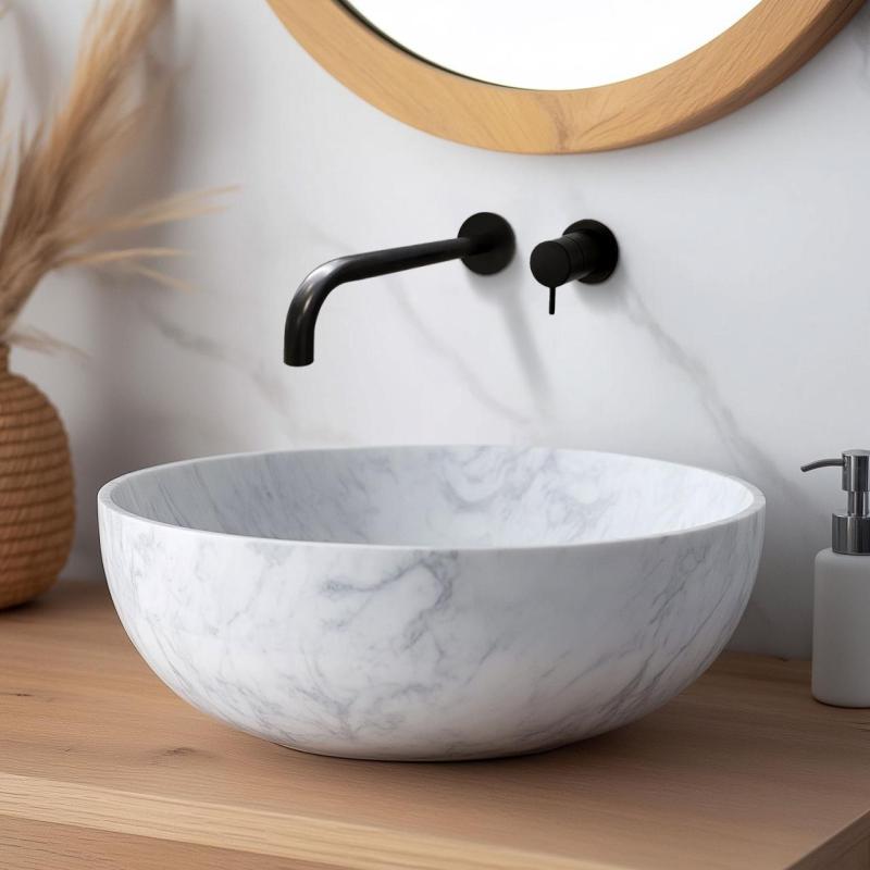 Robinet de lavabo encastré Watervolution Flow noir mat avec bec de 21 cm T116BPR-21