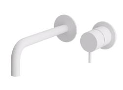 Robinet de lavabo encastré Watervolution Flow blanc mat avec bec de 15 cm T116BBR-15