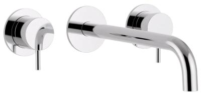 Robinet de lavabo encastré à 3 trous Waterrevolution Flow, chrome, avec bec de 15 cm T1163F01-15