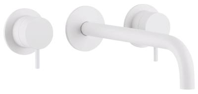 Waterevolution Flow 3-gats Inbouw Wastafelkraan Mat Wit met uitloop 15 cm T1163FBR-15