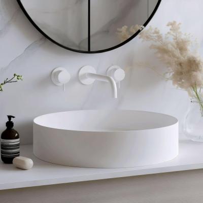 Waterevolution Flow 3-gats Inbouw Wastafelkraan Mat Wit met uitloop 15 cm T1163FBR-15