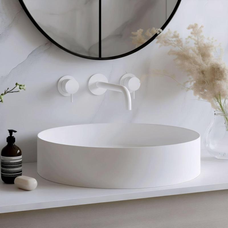 Waterevolution Flow Mitigeur lavabo encastré 3 trous blanc mat avec bec 15 cm T1163FBR-15