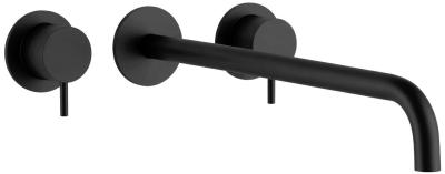 Waterevolution Flow Mitigeur lavabo encastré 3 trous noir mat avec bec 25 cm T1163FPR-25