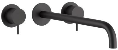 Waterevolution Flow 3-gats Inbouw Wastafelkraan Mat Zwart met uitloop 21 cm T1163FPR-21
