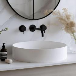 Waterevolution Flow Mitigeur lavabo encastré 3 trous noir mat avec bec 15 cm T1163FPR-15