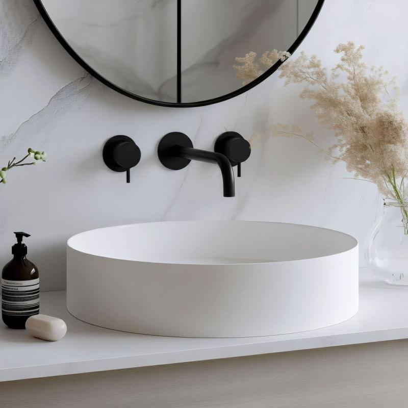 Waterevolution Flow Mitigeur lavabo encastré 3 trous noir mat avec bec 15 cm T1163FPR-15