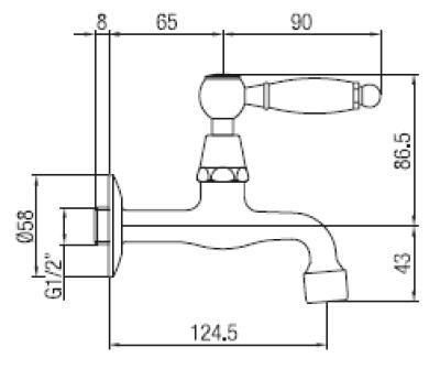 PB Classic Robinet mural de lavabo avec levier blanc eau froide chromé 1208853472