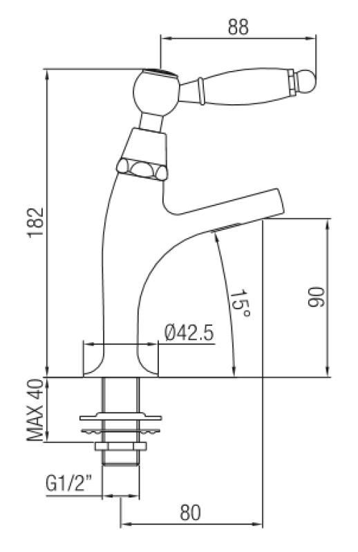 PB klassieke fonteinkraan met witte hendel koud water klein model chroom 1208854162