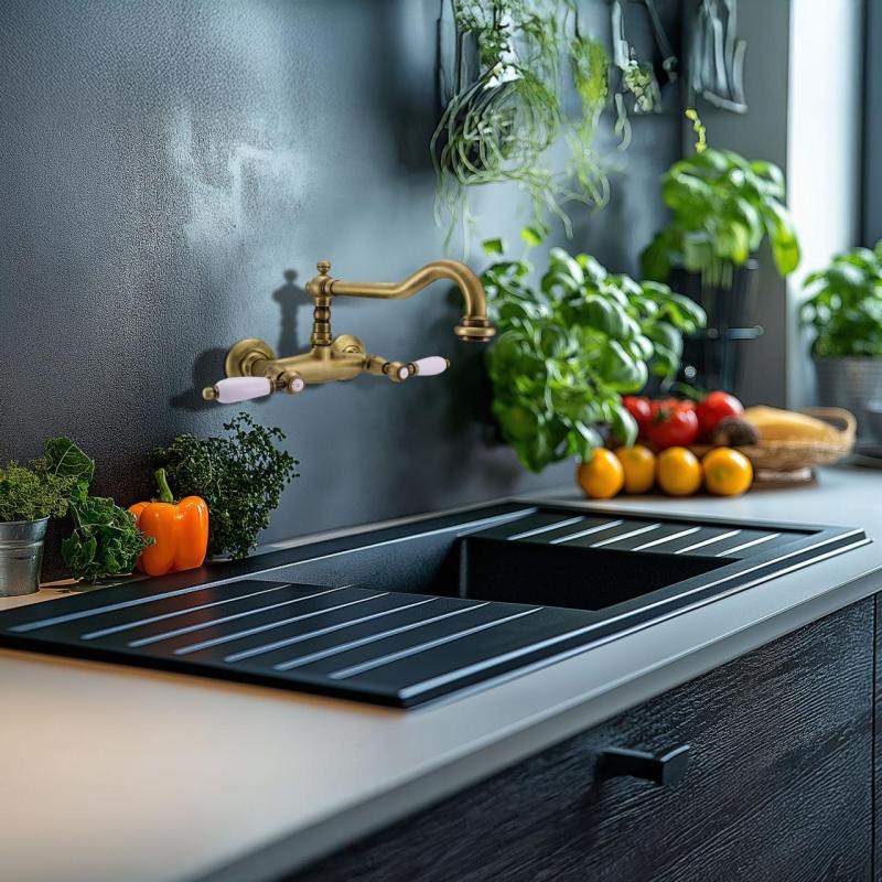 PB Robinet mural classique Poignées blanches Bronze 1208854182