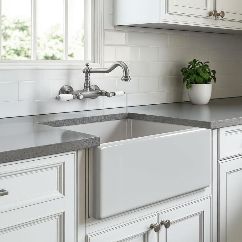 PB Robinet mural classique avec poignées blanches en inox 1208854192