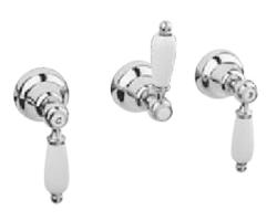 PB Classic set de douche encastré PB Classic avec inverseur 3 voies et leviers blancs Chromé 1208854622