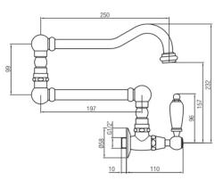 PB Classic robinet de lavabo mural encastré avec levier blanc eau froide et long bec pivotant chrome 1208854722