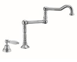 PB Classic robinet de lavabo avec levier blanc eau froide et long bec pivotant Chromé 1208854752