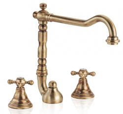 PB classic 3 trous Robinet de lavabo bec fort 18,5 cm Chromé 1208854922