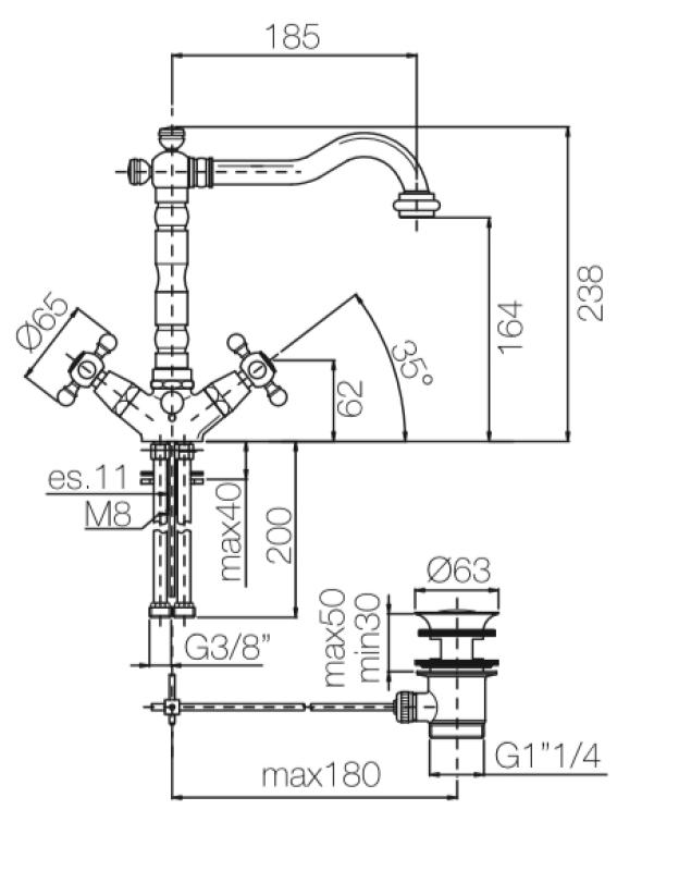 PB classic robinet de lavabo bec fort 18,5 cm Chromé 1208854932