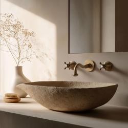 PB robinet mural classique encastré avec poignées en étoile, bec de 16 cm, bronze, 1208855052