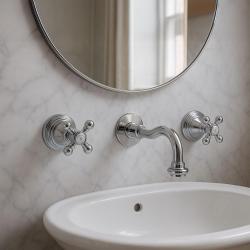 PB robinet mural encastré classique avec poignées étoile, bec de 20 cm, Chrome 1208855072.
