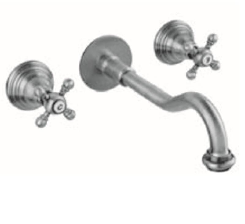 Robinet mural encastré classique PB avec poignées étoile, bec de 25 cm, en inox 1208855132.