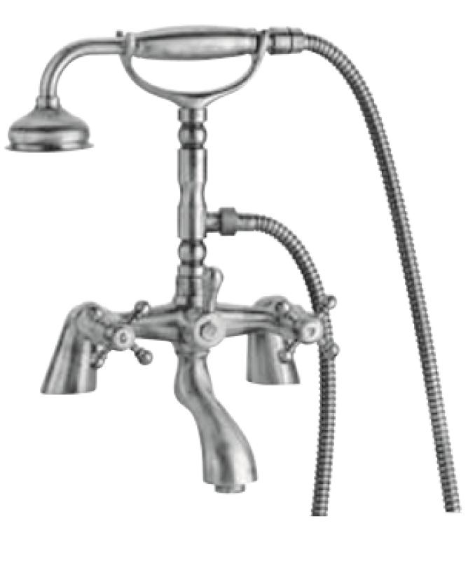 PB robinet classique ensemble de robinetterie de baignoire avec boutons à molette, douchette incluse Bronze 1208855222