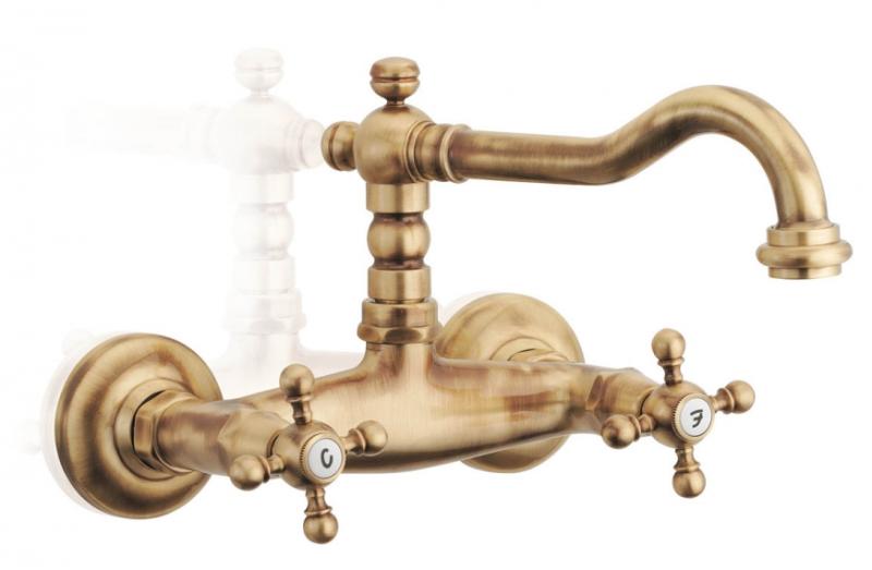 PB klassieke kraan opbouw badkraanset met sterknoppen inclusief handdouche Chroom 1208855242