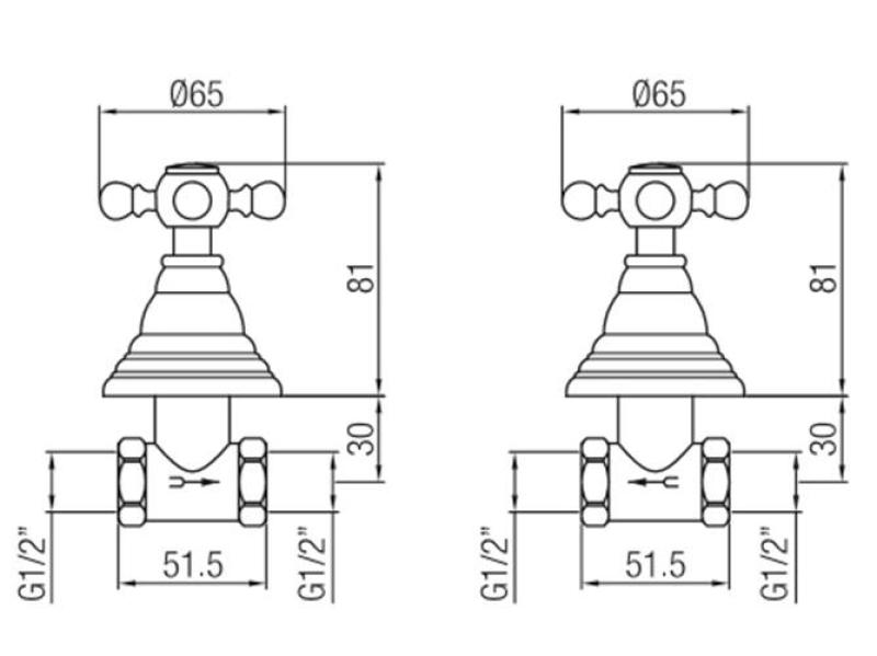 PB Classic set de douche encastré avec manettes croisillon en laiton 1208855342
