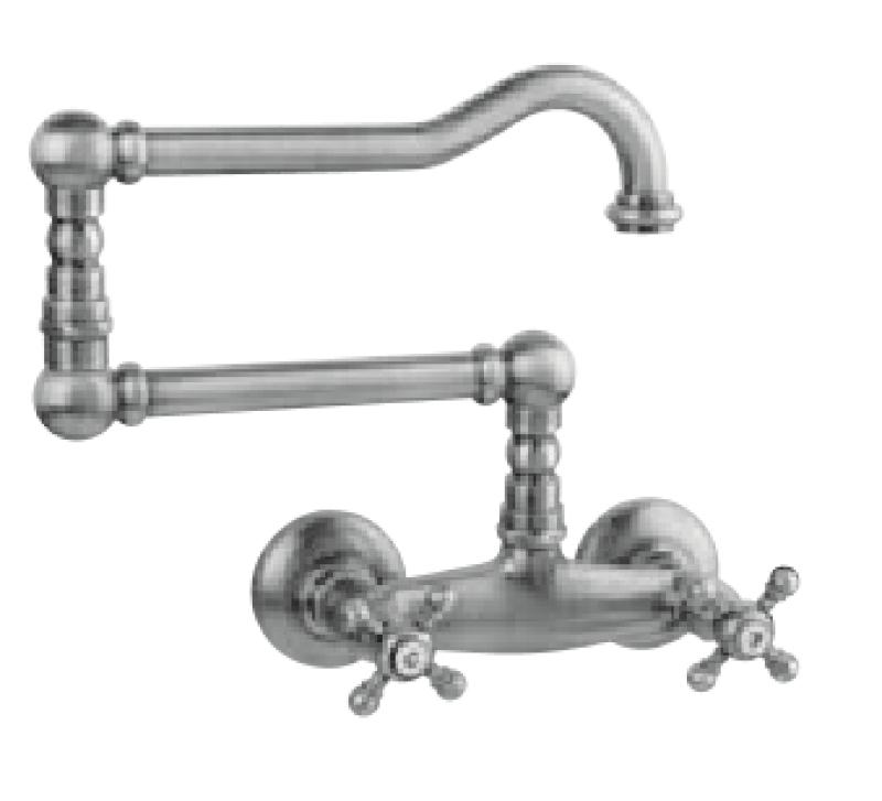 PB Robinet mural classique avec boutons en étoile et long bec pivotant en inox 1208855462