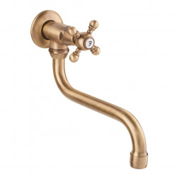 PB Classic Robinet mural de lavabo avec manette à croisillon eau froide et long bec Bronze 1208855632