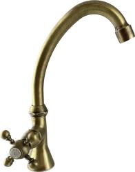 PB Classic Robinet de lavabo avecmanette croisillon eau froide avec bec haut Bronze 1208855662