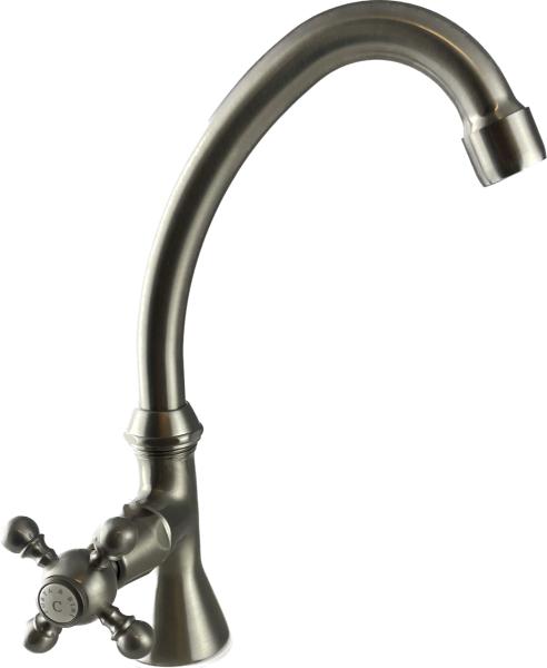 PB Classic Robinet de lavabo avec manette croisillon eau froide avec bec haut Acier inoxydable 1208855672