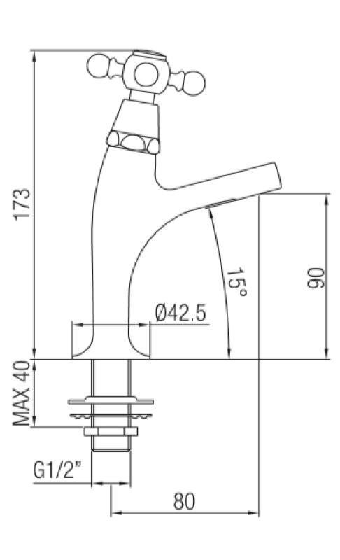 PB klassieke fonteinkraan met sterknop koud water klein model chroom 1208855682