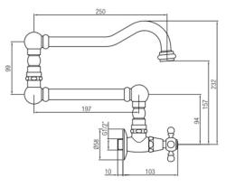 PB classic robinet de lavabo mural encastré avec manette à croisillon eau froide et long bec pivotant chrome 1208855712