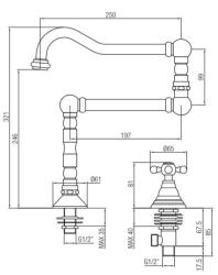 PB Classic robinet de lavabo avec manette croisillon eau froide et long bec pivotant Acier inoxydable 1208855762