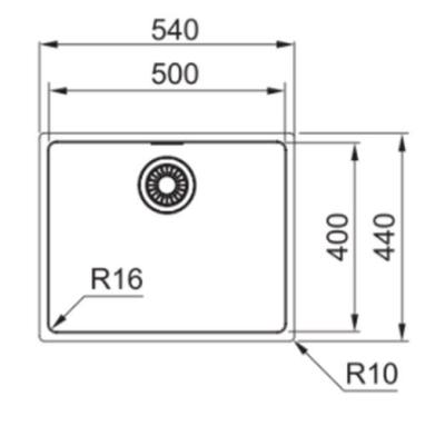 Franke Maris MRX 110.50 évier en inox 50x40 a sous monter 122.0528.499