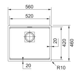 Franke Cube KNG 110.52 évier 52x42 granit blanc sous plan 125.0512.506