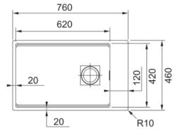 Franke Cube KNG 110.62 évier 72x42 granit gris sous plan avec surface pour trou de robinet 125.0512.518